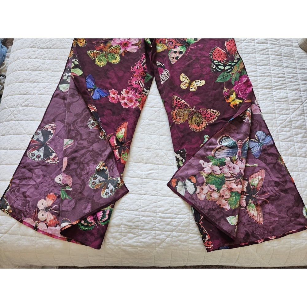 Johnny Was Silk Floral Butterfly Garden Prairie Tropical Pant Set S - Picture 12 of 16